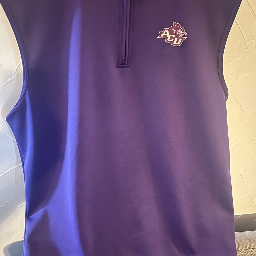 ACU (Abilene Christian University) branded Oxford Men's Purple Zip Rash Guard